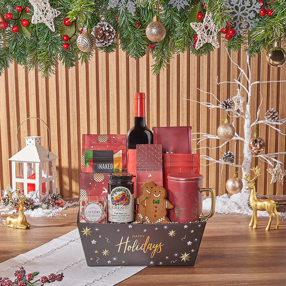 Christmas Tea &amp; Treat Gift Set, christmas gift, christmas, wine gift, wine, cookie gift, cookie, chocolate gift, chocolate, Ottawa delivery