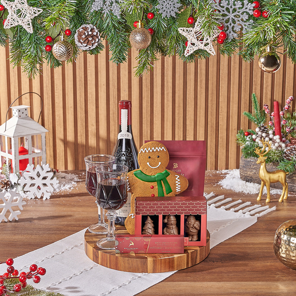 Christmas Wine &amp; Cookie Board, christmas gift, christmas, wine gift, wine, cookie gift, cookie, chocolate gift, chocolate, Ottawa delivery