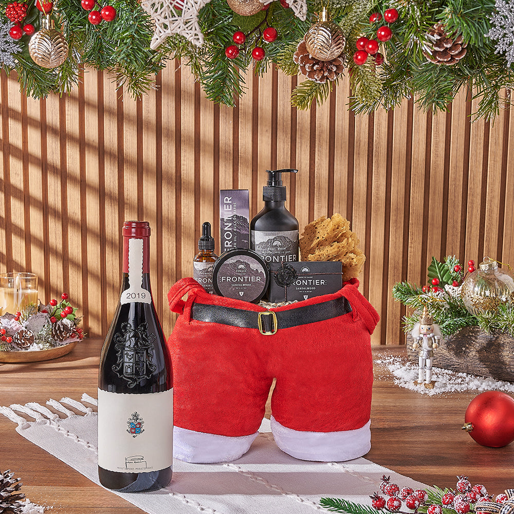 Christmas Wine & Spa Gift Bag, wine gift, wine, spa gift, spa, men's spa gift, men's spa, Christmas gift, Christmas, Ottawa delivery