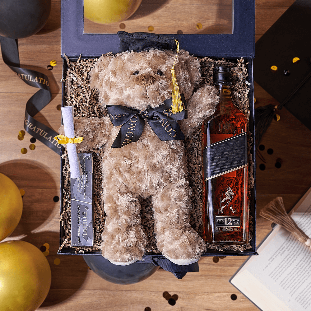 Premium Liquor Gift Box with Champagne-Filled Dark Chocolate – how the gift is presented