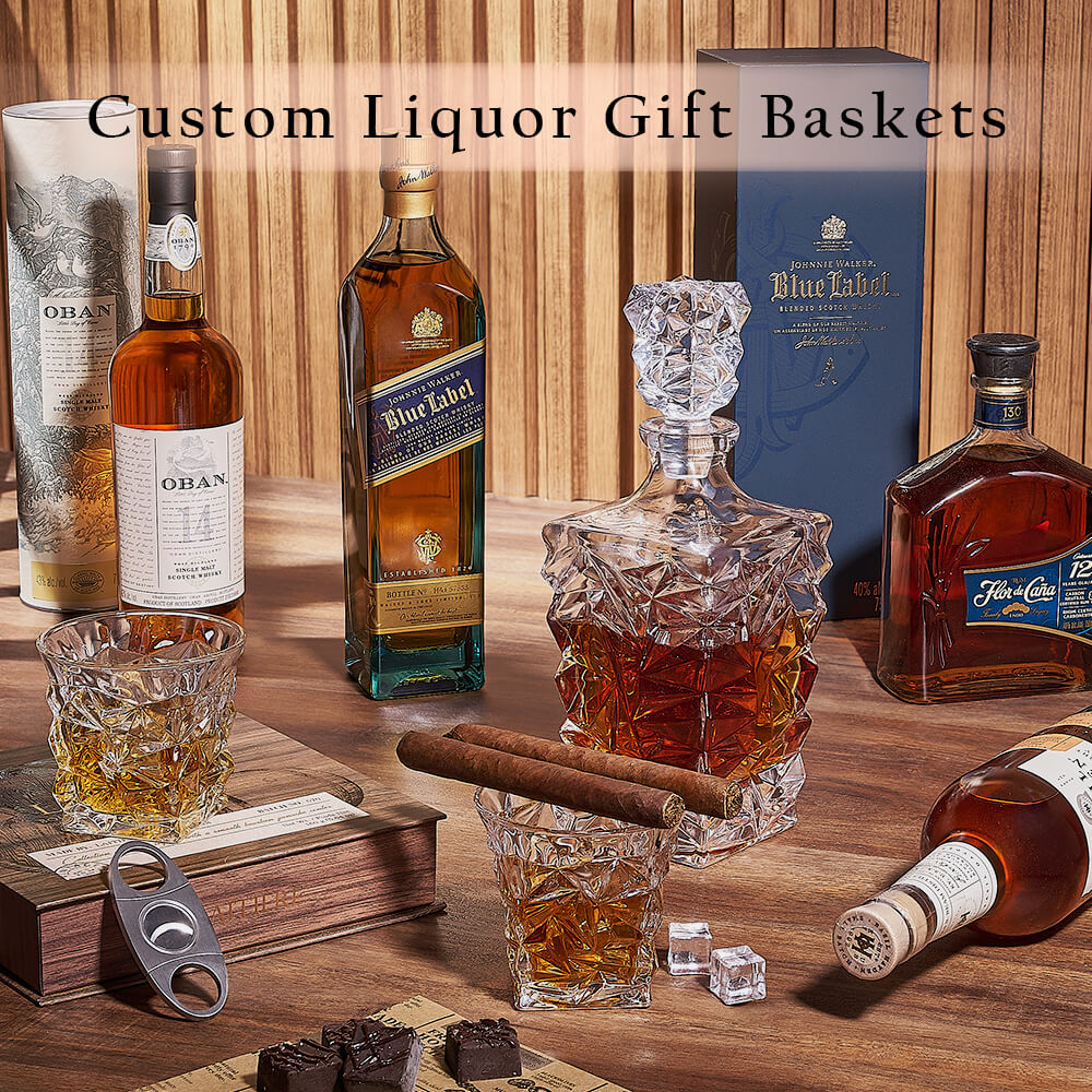 Explore our diverse selection of treats with our Custom Liquor Gift Baskets, designed to craft a delectable basket that suits your preferences, Ottawa delivery 