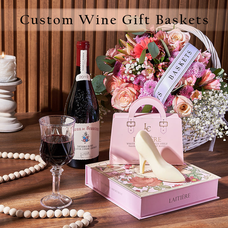 Treat your loved ones to the Custom Wine Gift Baskets, filled with all their favorite things, Ottawa delivery 