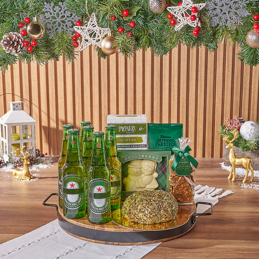 Deluxe Holiday Beer &amp; Cheese Ball Gift Basket, christmas gift, christmas, beer gift, beer, cheeseball gift, cheeseball, Ottawa delivery