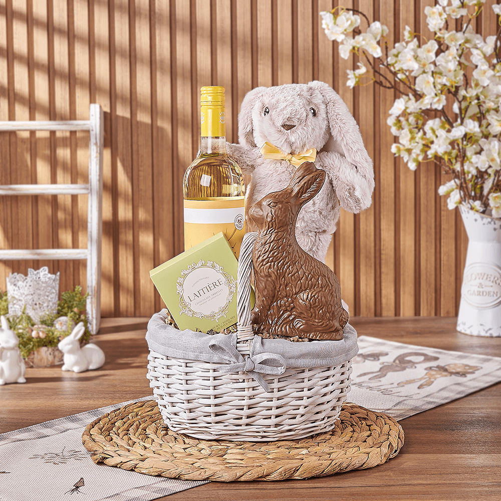 Easter Bunny Wine &amp; Chocolate Basket, easter gift, easter, wine gift, wine, chocolate gift, chocolate, Ottawa delivery