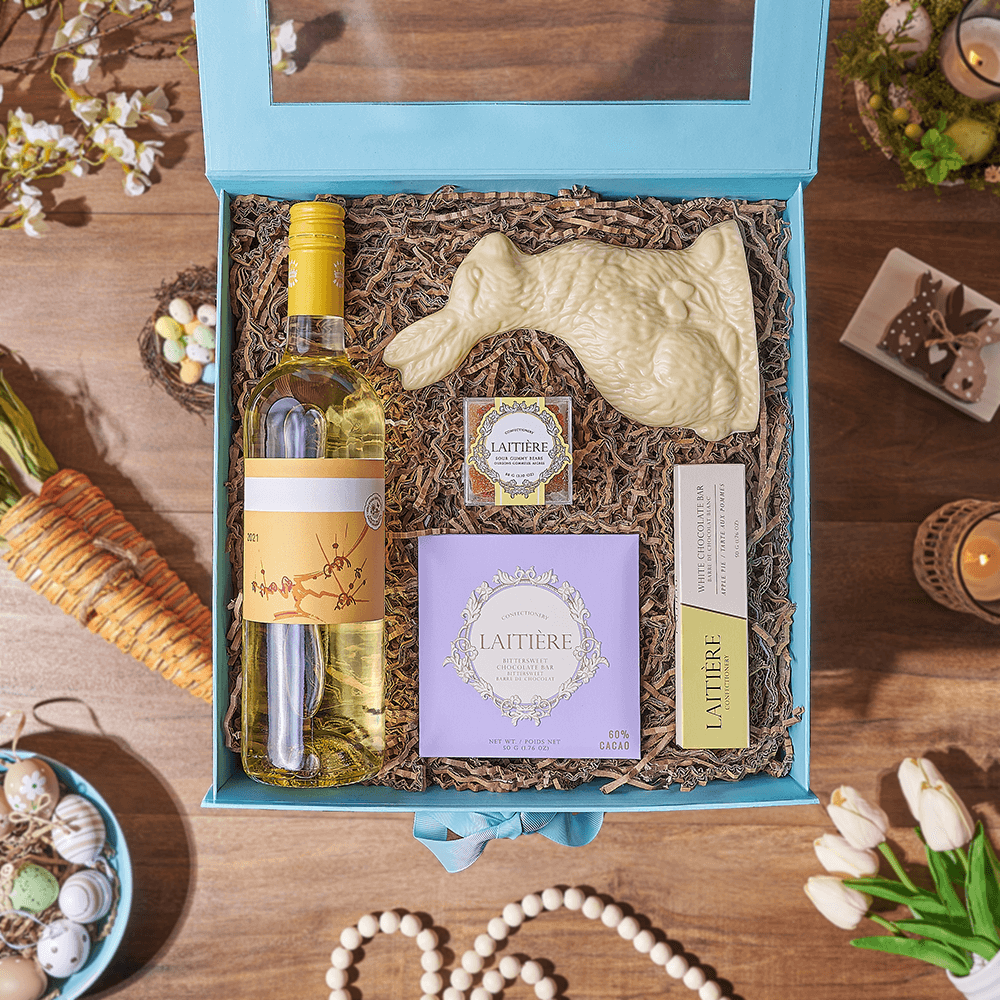 Easter Bunny & Wine Gift Box, wine gift, wine, chocolate gift, chocolate, easter gift, easter, Ottawa delivery