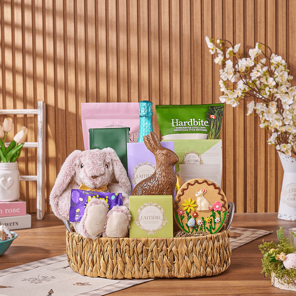 Easter Champagne &amp; Snack Basket, easter gift, easter, sparkling wine gift, sparkling wine, champagne gift, champagne, chocolate gift, chocolate, Ottawa delivery