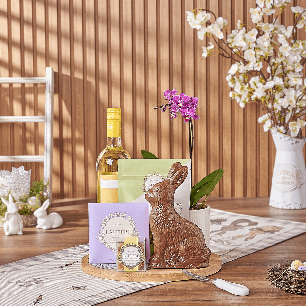 Easter Wine &amp; Orchid Gift Board, wine gift, wine, easter gift, easter, orchid gift, orchid, plant gift, plant, Ottawa delivery