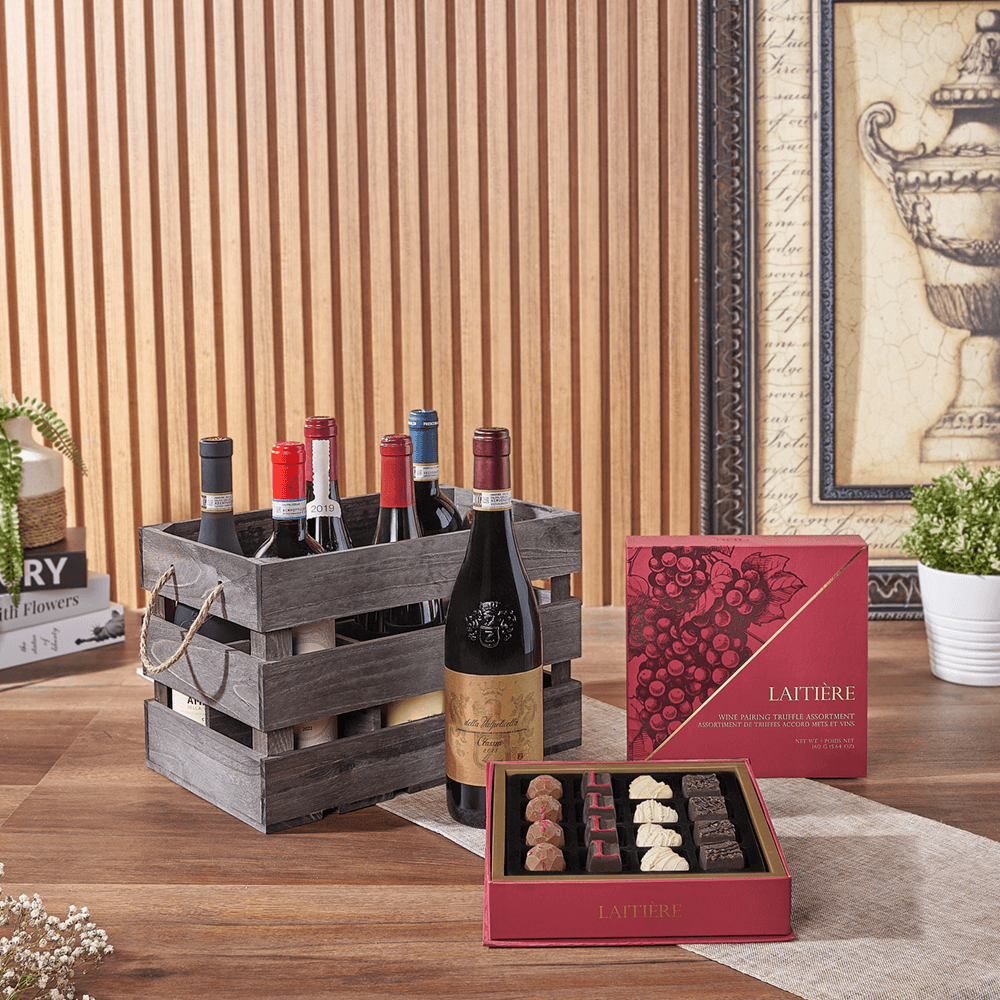 Exceptional Wine Gift Crate - Table Wines, wine gift, wine, chocolate gift, chocolate, luxury gift, luxury, Ottawa delivery