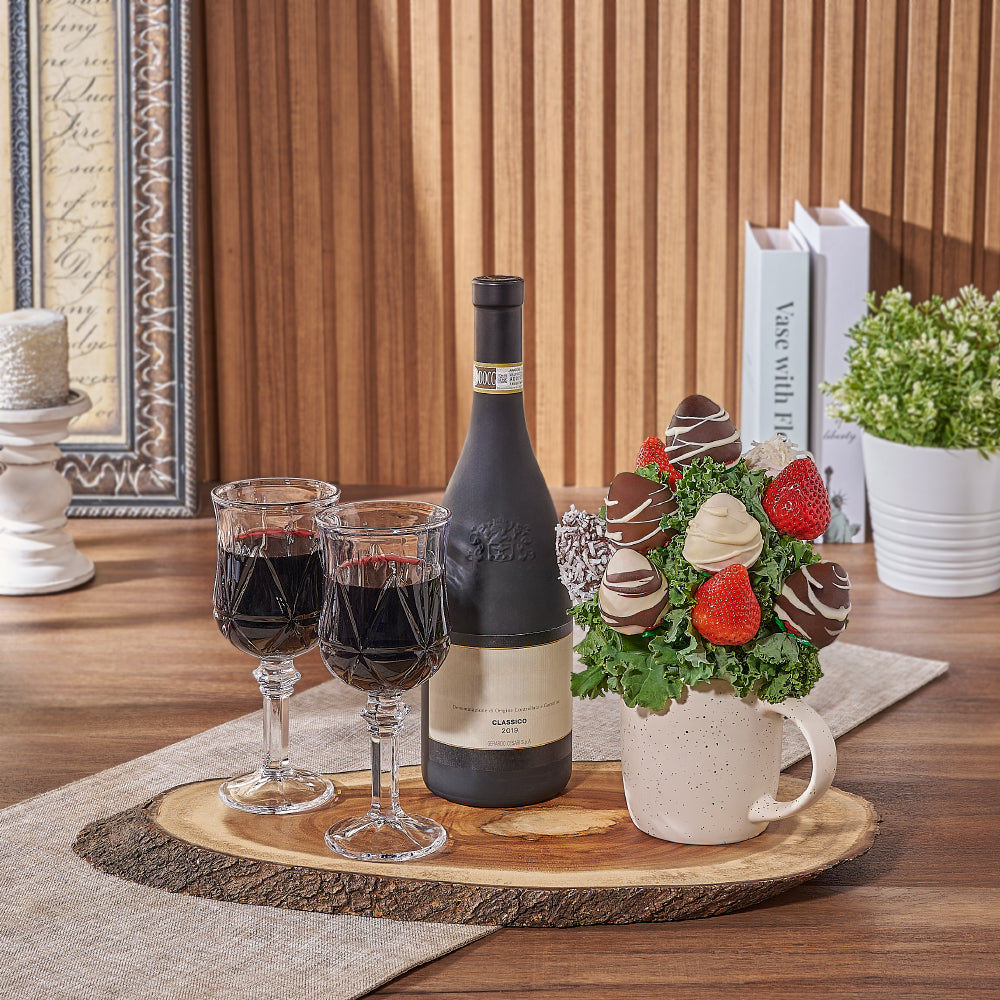 Fresh Chocolate Strawberry Mug &amp; Wine Gift, wine gift, wine, chocolate dipped strawberry gift, chocolate dipped strawberry, Ottawa delivery