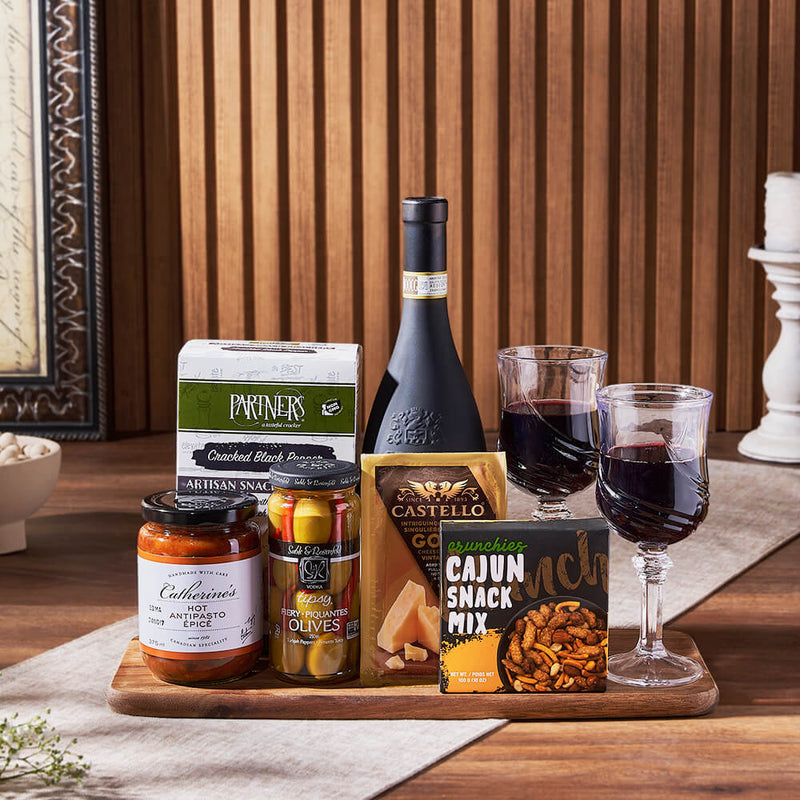 From Italy With Love Wine & Cheese Gift Basket, wine gift, wine, cheese gift, cheese, appetizer gift, appetizer, Ottawa delivery