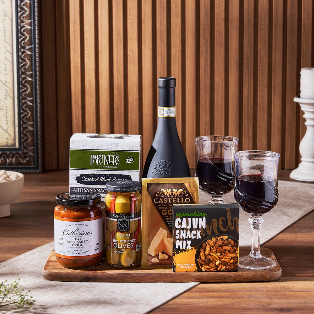 From Italy With Love Wine &amp; Cheese Gift Basket, wine gift, wine, cheese gift, cheese, appetizer gift, appetizer, Ottawa delivery