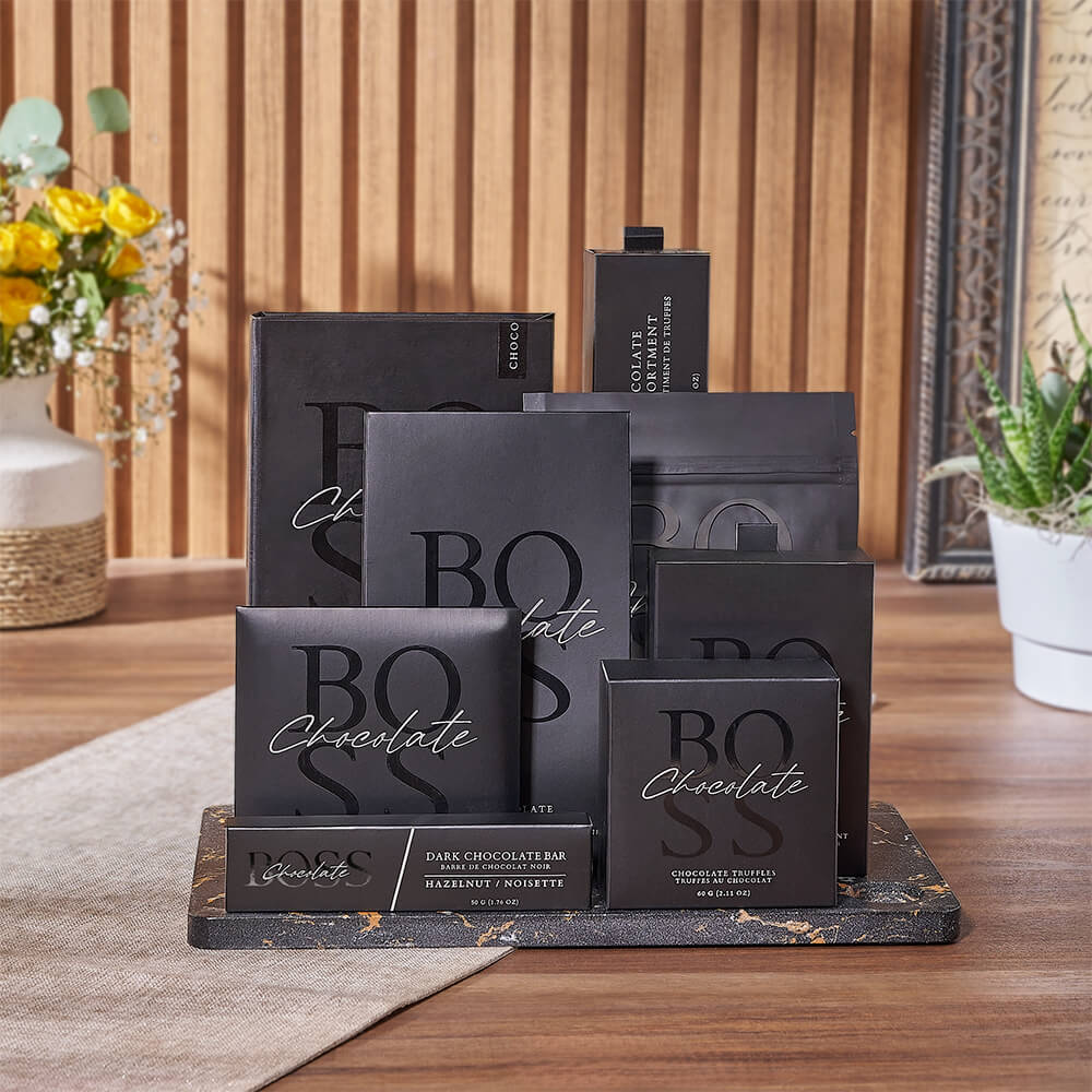 Assorted Dark Chocolate Truffles Gift – how the gift is presented