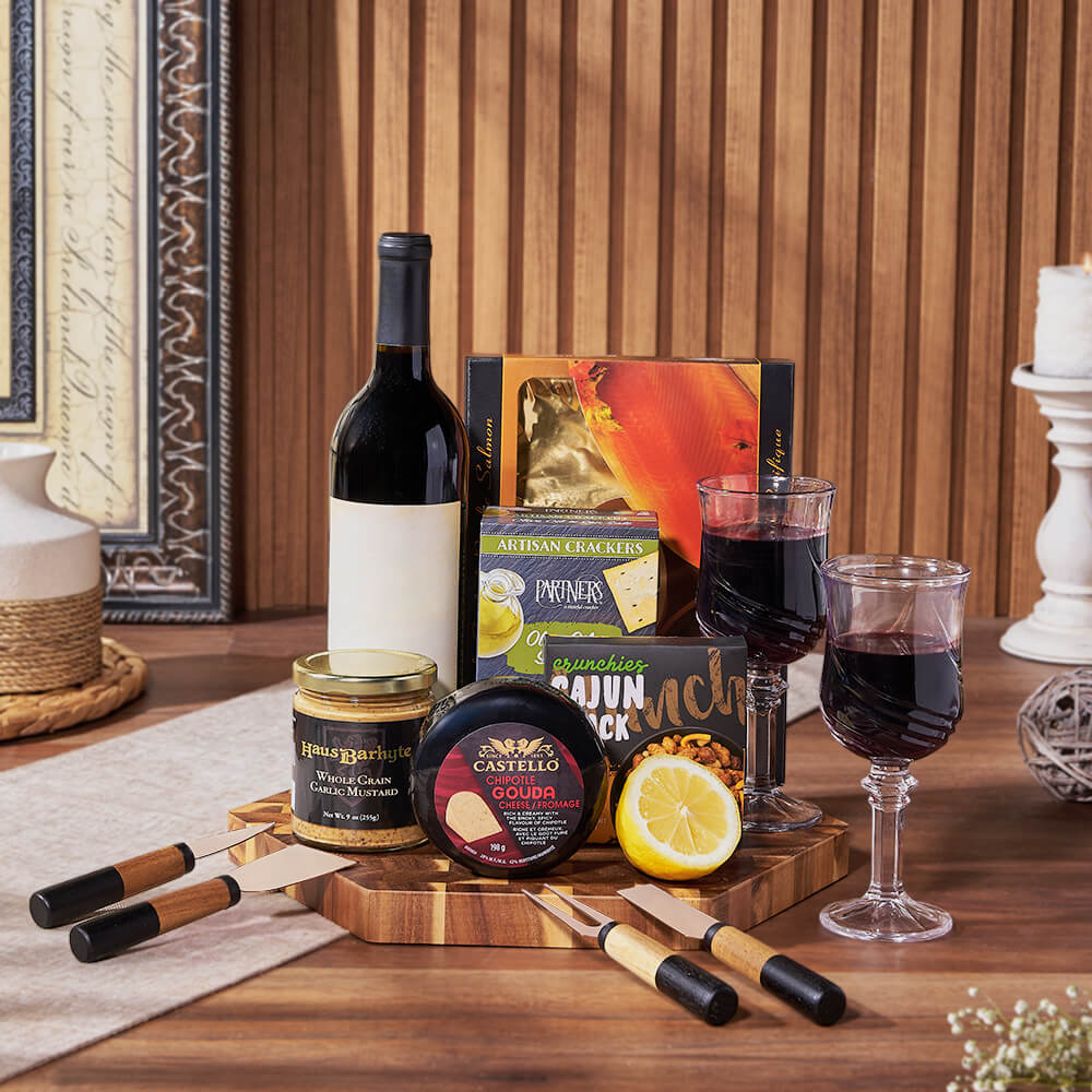 Gourmet Snack &amp; Salmon Gift Set with Wine, wine gift, wine, seafood gift, seafood, salmon gift, salmon, Ottawa delivery
