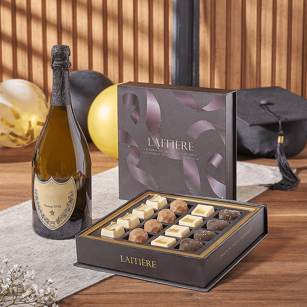 Graduation Champagne & Truffle Gift, graduation gift, graduation, champagne gift, champagne, sparkling wine gift, sparkling wine, chocolate gift, chocolate, Ottawa delivery