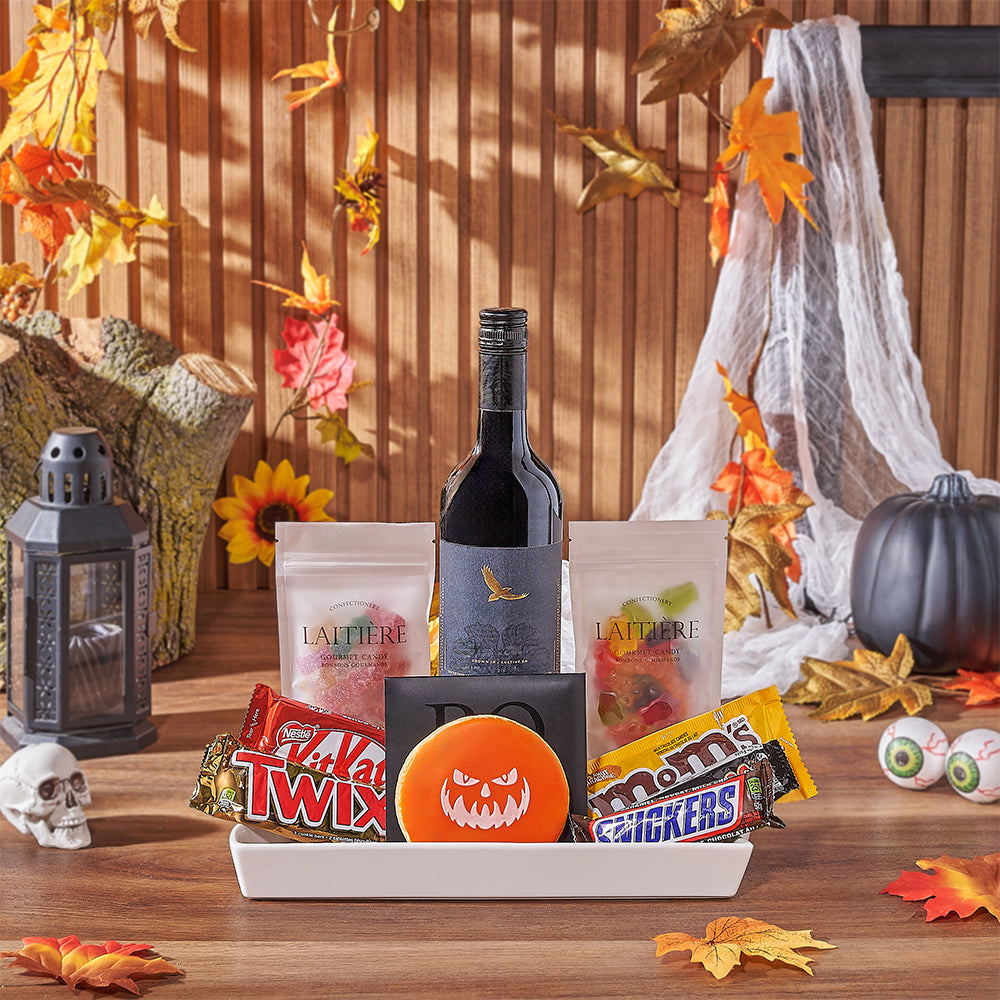Halloween Wine &amp; Treat Platter, wine gift, wine, chocolate gift, chocolate, halloween gift, halloween, Ottawa delivery