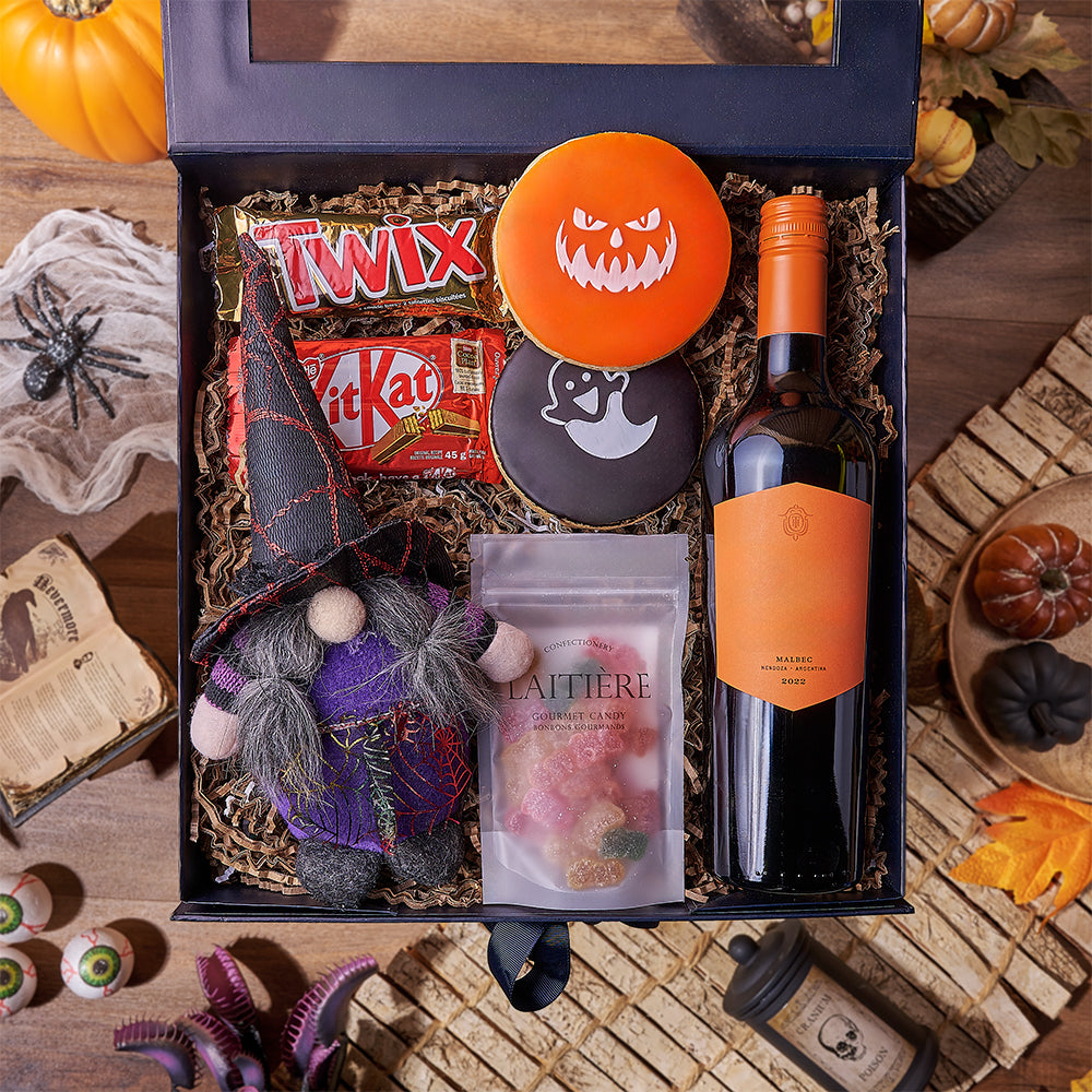 Halloween Wine &amp; Treats Box, wine gift, wine, cookie gift, cookie, halloween gift, halloween, Ottawa delivery
