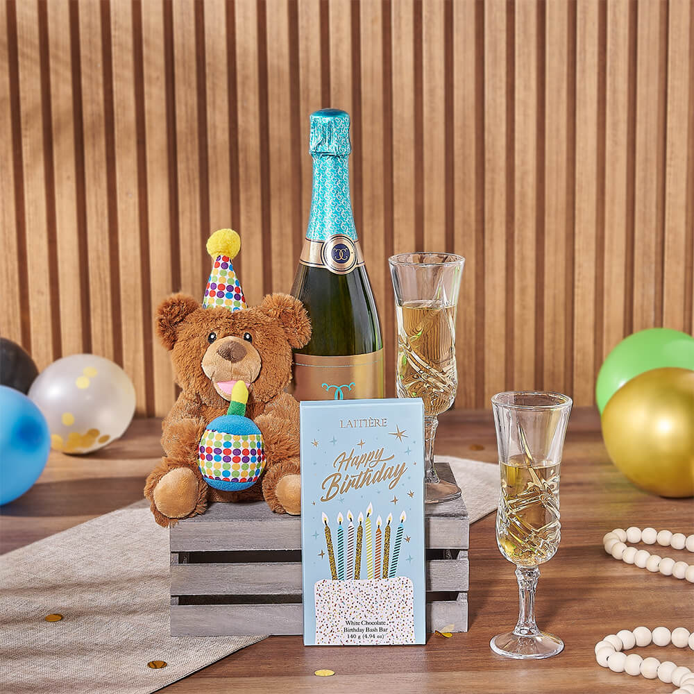 Happy Birthday Champagne &amp; Chocolate Crate, champagne gift, champagne, sparkling wine gift, sparkling wine, birthday gift, birthday, Ottawa delivery