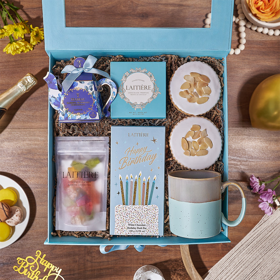 Happy Birthday Tea Time Gift Box, tea gift, tea, chocolate gift, chocolate, birthday gift, birthday, Ottawa delivery