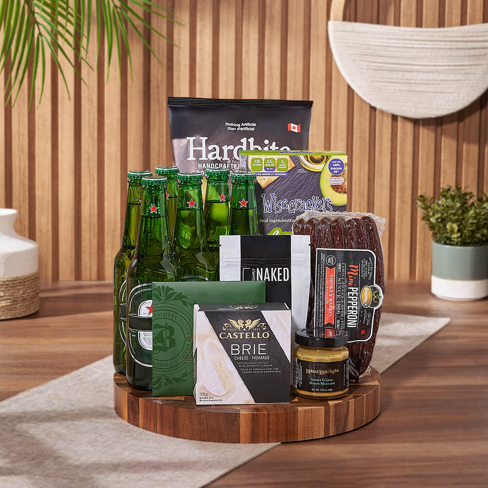 Heineken Beer &amp; Snacks Basket, beer gift, beer, Heineken gift, Heineken, charcuterie gift, charcuterie, Ottawa delivery