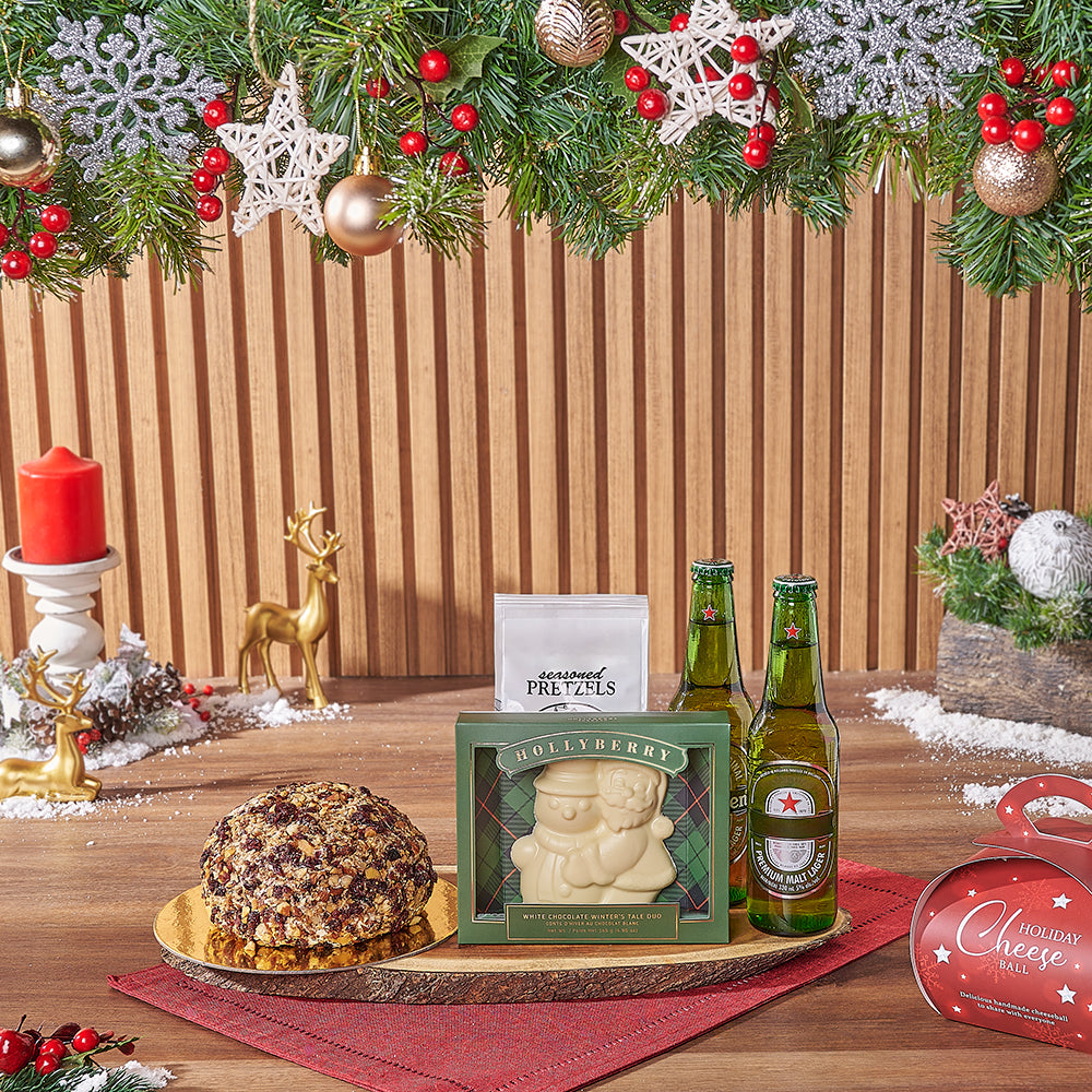 Holiday Beer &amp; Cranberry Cheese Ball Gift Basket, beer gift, beer, chocolate gift, chocolate, cheeseball gift, cheeseball, christmas gift, christmas, Ottawa delivery