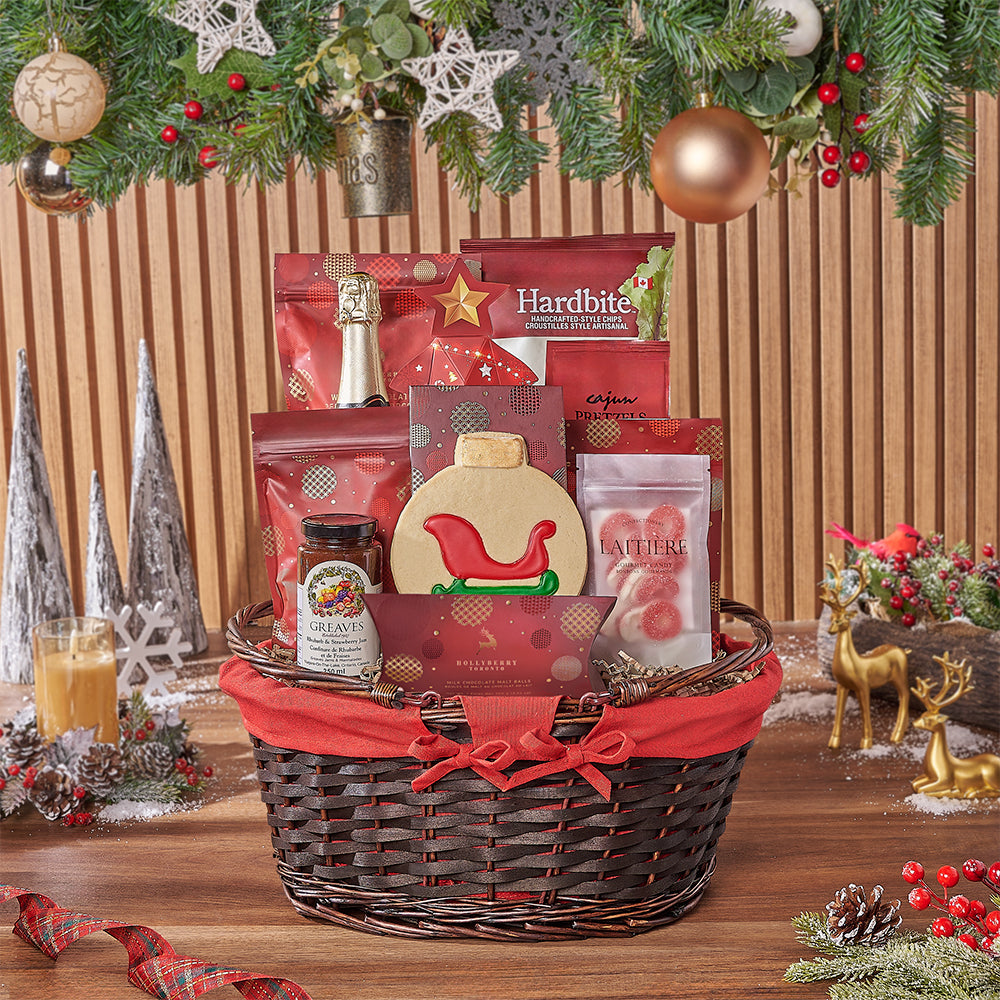Holiday Champagne &amp; Snack Basket, champagne gift, champagne, sparkling wine gift, sparkling wine, christmas gift, christmas, Ottawa delivery