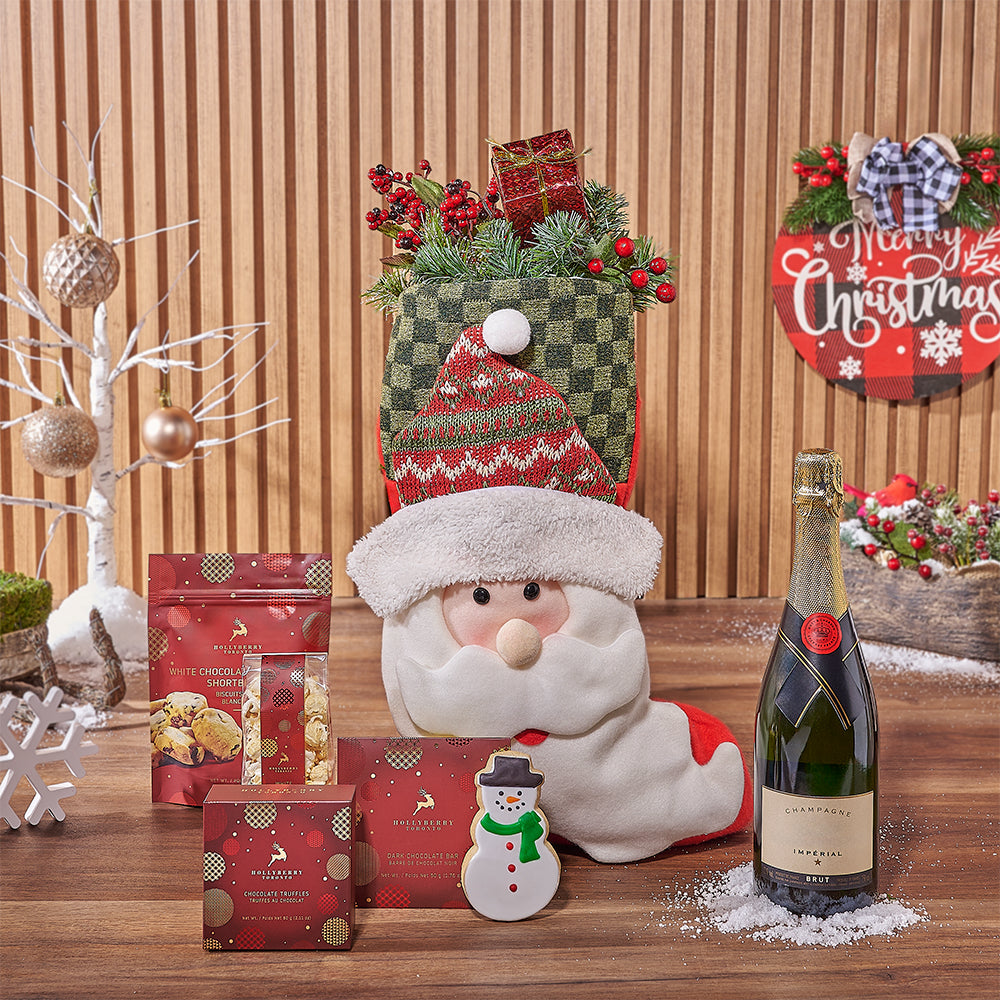 Holiday Champagne &amp; Treat Stocking, champagne gift, champagne, sparkling wine gift, sparkling wine, chocolate gift, chocolate, christmas gift, christmas, Ottawa delivery