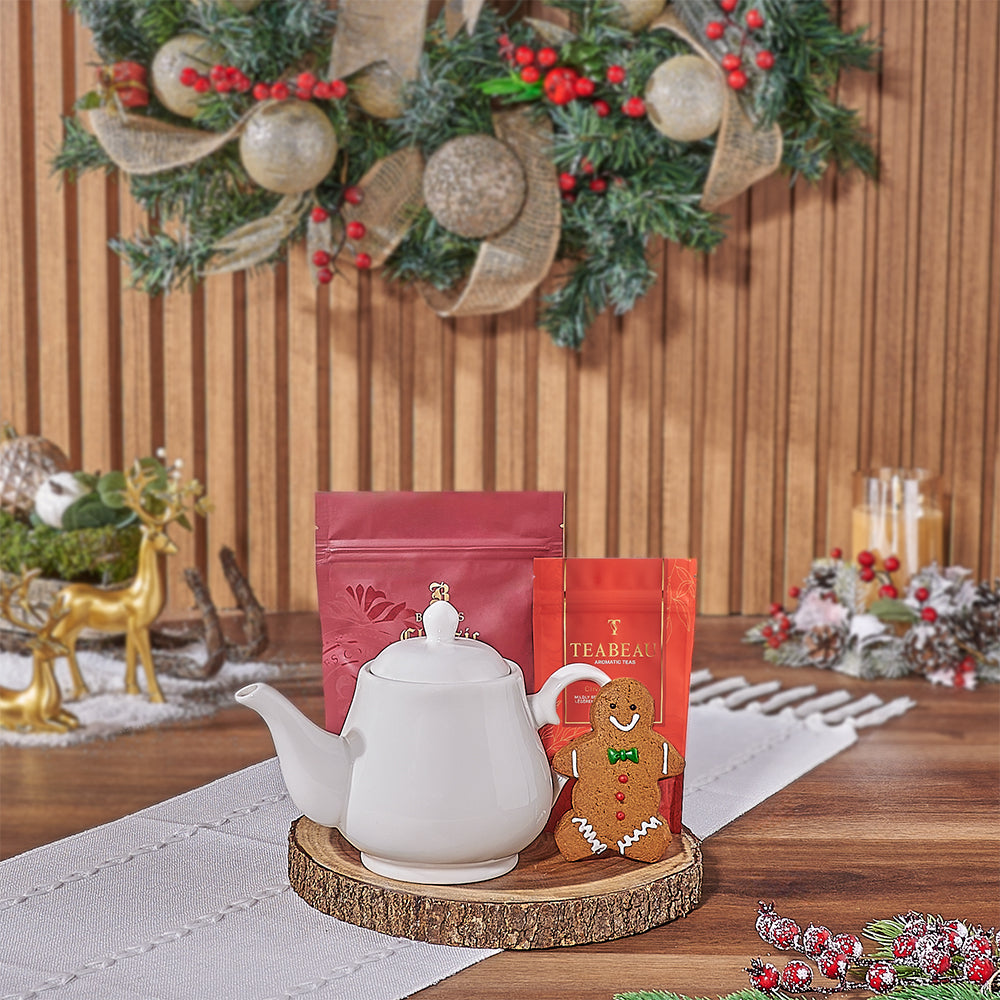 Holiday Tea &amp; Cookies Gift Basket, tea gift, tea, cookie gift, cookie, Christmas gift, christmas, Ottawa delivery