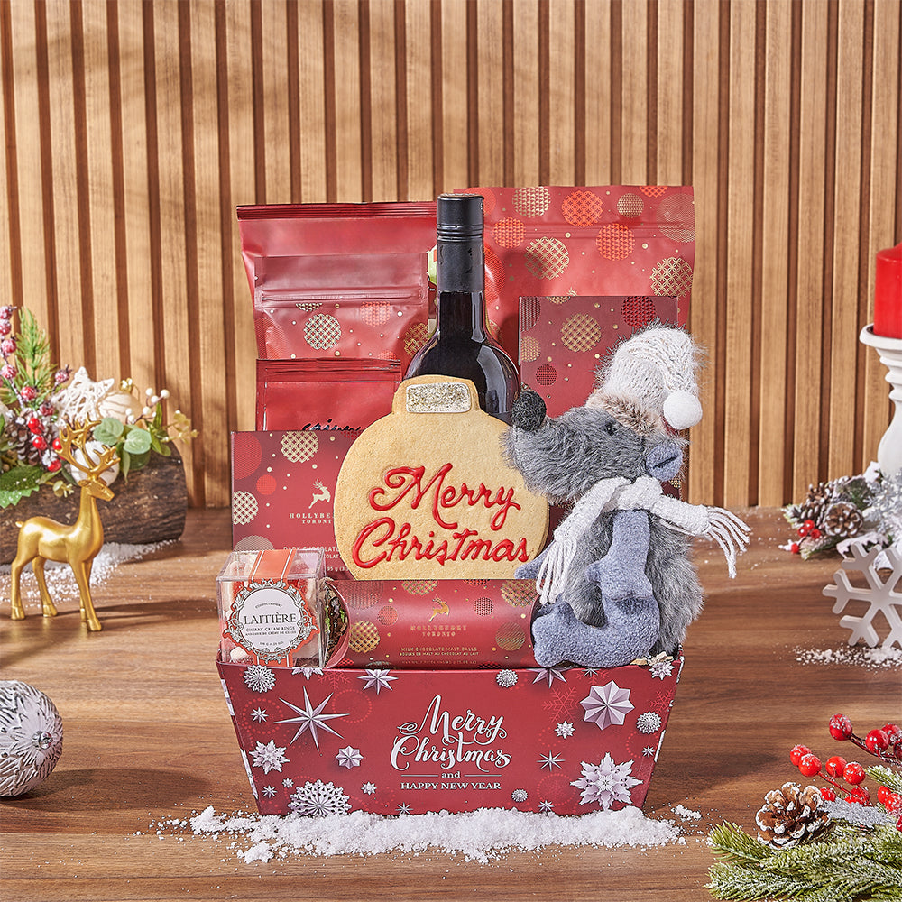 Holiday Treats &amp; Wine Gift Basket, wine gift, wine, chocolate gift, chocolate, christmas gift, christmas, holiday gift, holiday, Ottawa delivery