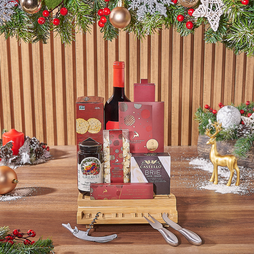 Holiday Wine &amp; Cheese Snack Basket, wine gift, wine, chocolate gift, chocolate, christmas gift, christmas, Ottawa delivery