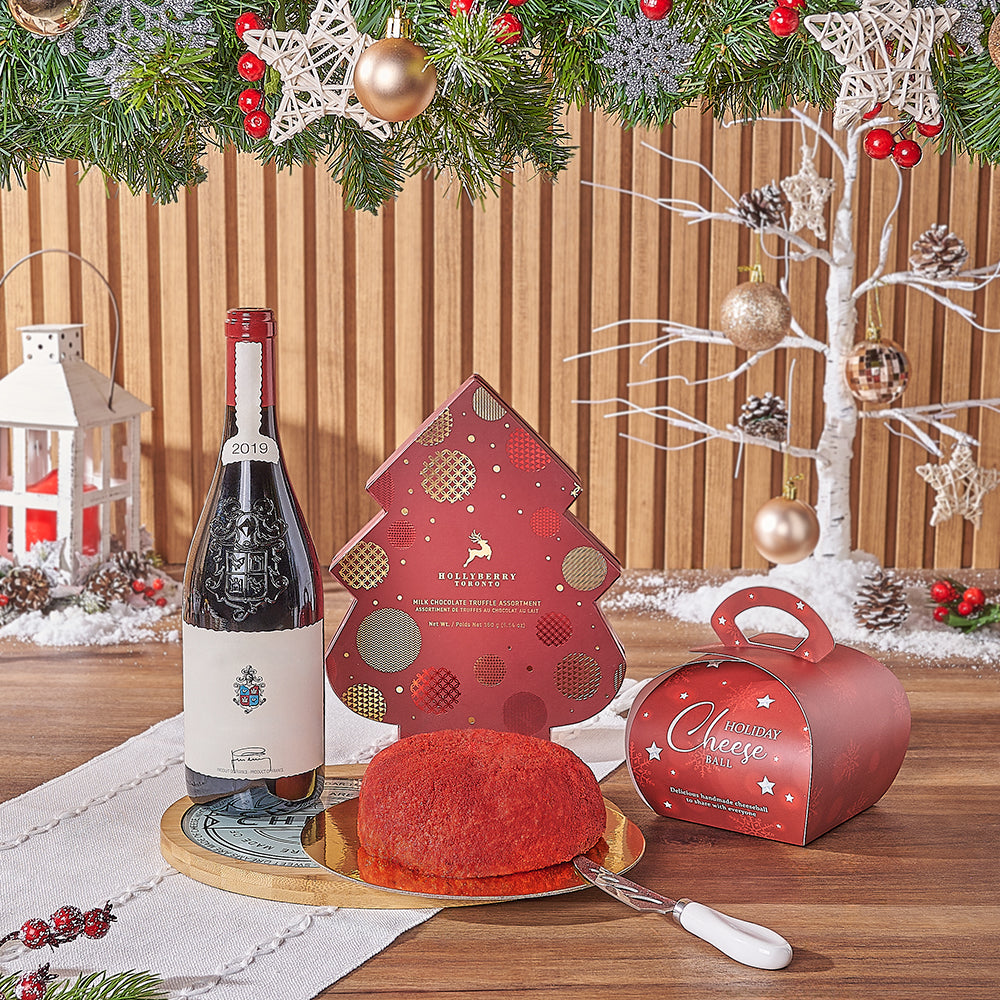 Holiday Wine &amp; Red Velvet Cheese Ball Gift, wine gift, wine, chocolate gift, chocolate, cheeseball gift, cheeseball, christmas gift, christmas, Ottawa delivery