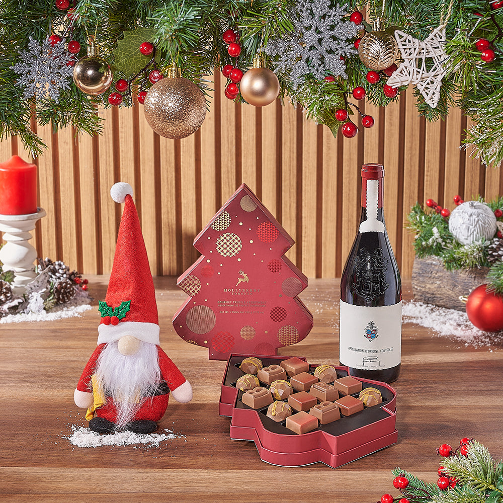Holiday Wine &amp; Santa Gift Basket, wine gift, wine, chocolate, gift, chocolate, Christmas gift, christmas, Ottawa delivery