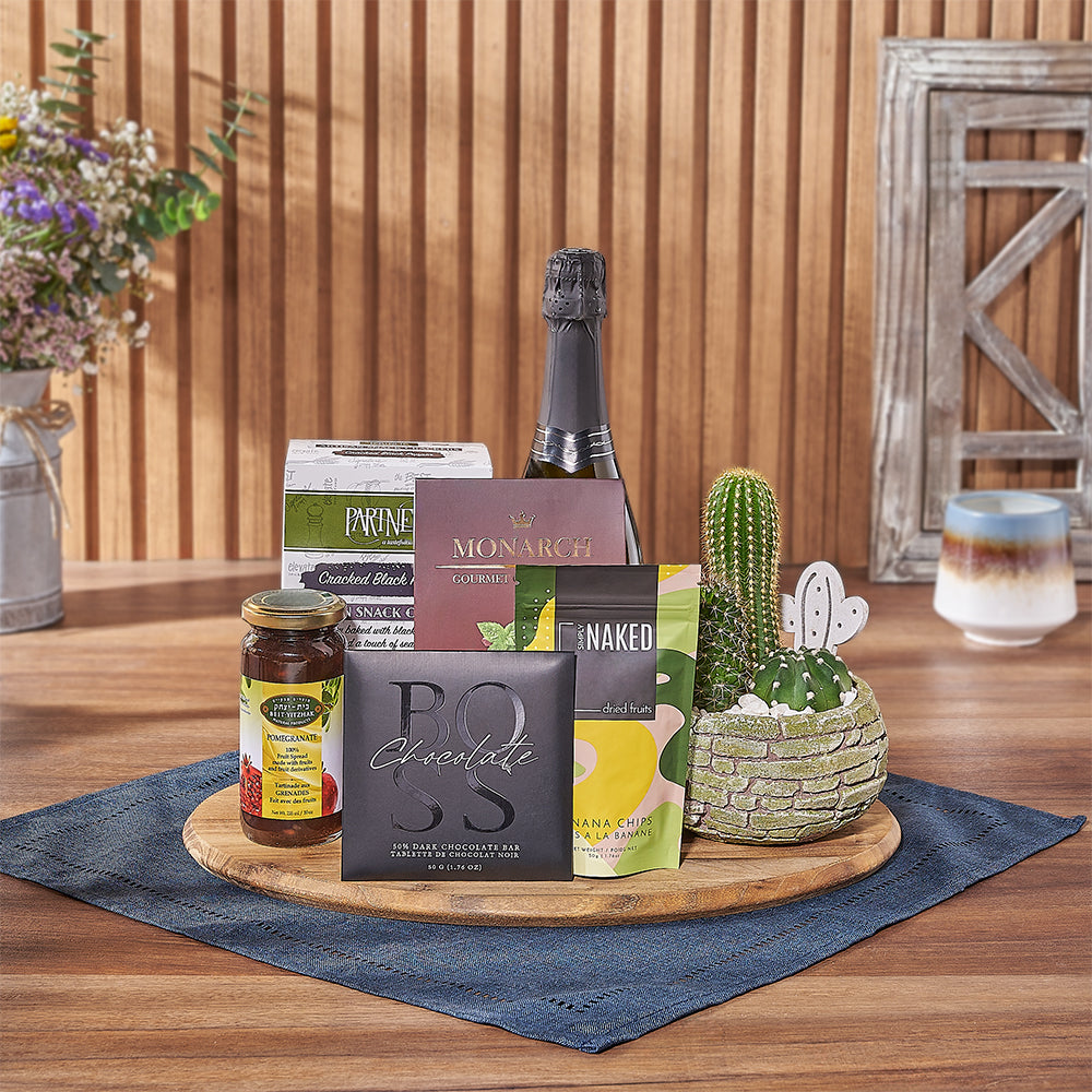 Kosher Celebration &amp; Cacti Gift from Ottawa Baskets - Champagne Gift Basket - Ottawa Delivery