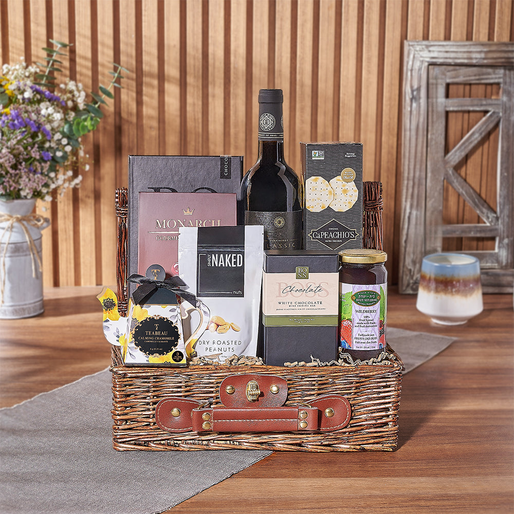 Kosher Wine &amp; Snacks Basket from Ottawa Baskets - Wine Gift Set - Ottawa Delivery