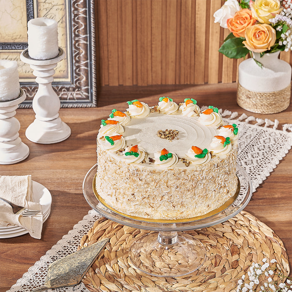 9-Inch Moist Carrot Cake with Toasted Coconut Edge – how the gift is presented