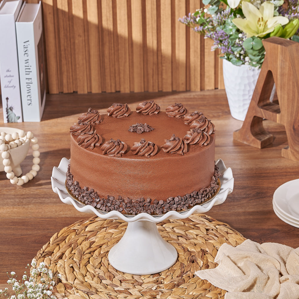 9-Inch Vegan Chocolate Chip Frosted Cake – how the gift is presented