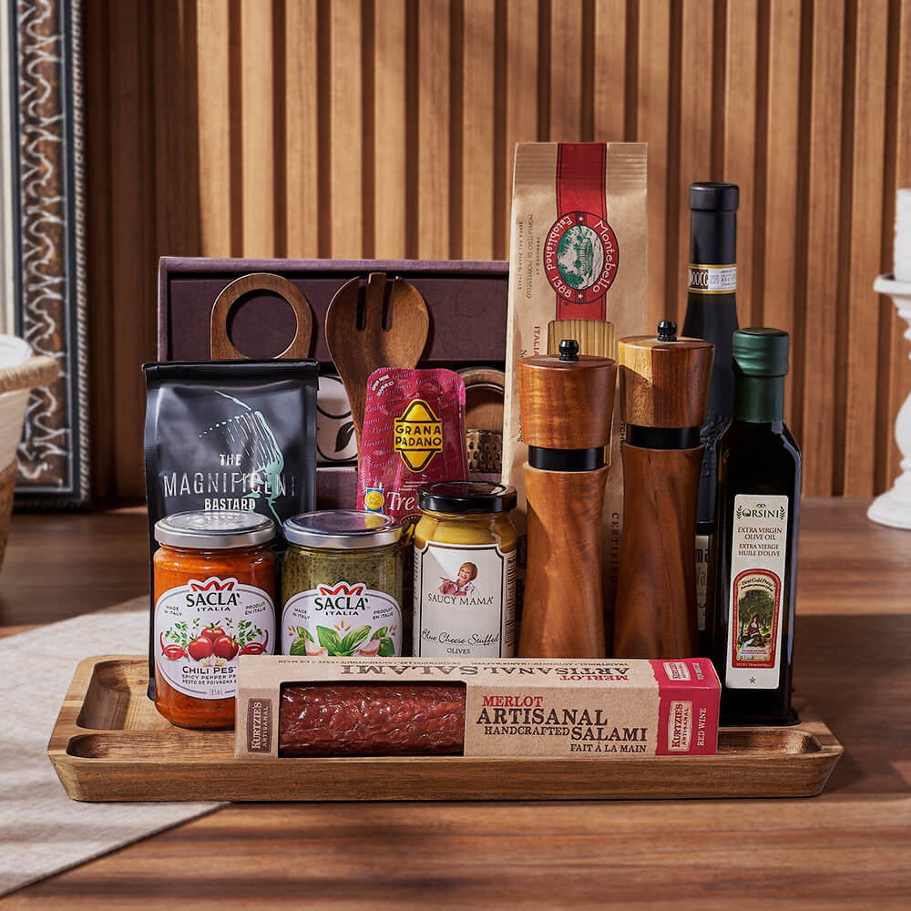 Wine Cheese Olive Oil Gift – how the gift is presented