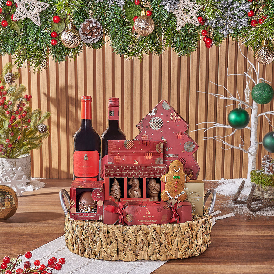 Merry Berry Christmas Basket, wine gift, wine, chocolate gift, chocolate, cookie gift, cookie, Ottawa delivery