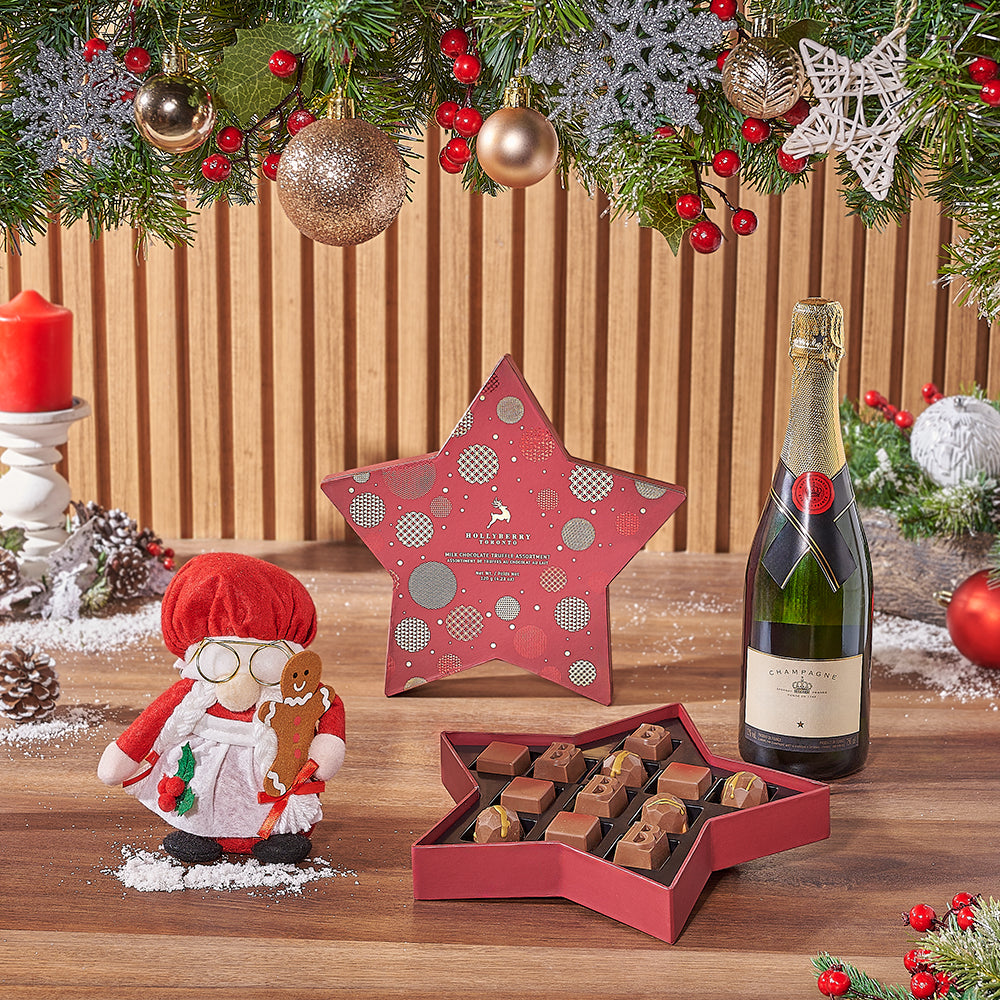 Mrs. Claus Champagne &amp; Chocolate Gift Set, Christmas gift, Christmas, chocolate gift, chocolate, Ottawa delivery