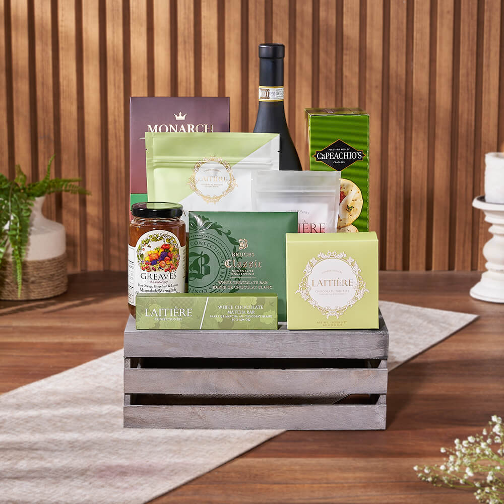 Oakridge Wine &amp; Snack Gift Crate, wine gift, wine, chocolate gift, chocolate, cookie gift, cookie, Ottawa delivery
