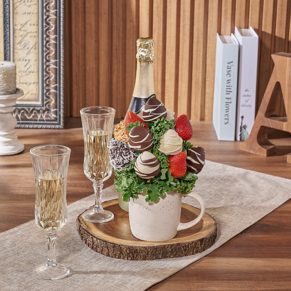 Oakville Chocolate Dipped Strawberries Mug &amp; Bubbly, chocolate dipped strawberry gift, chocolate dipped strawberry, champagne gift, champagne, sparkling wine gift, sparkling wine, Ottawa delivery