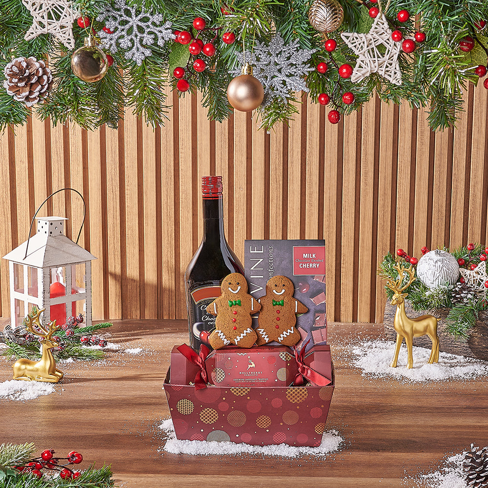 Red Sweets & Spirits Gift Set, liquor gift, liquor, chocolate gift, chocolate, christmas gift, christmas, Ottawa delivery