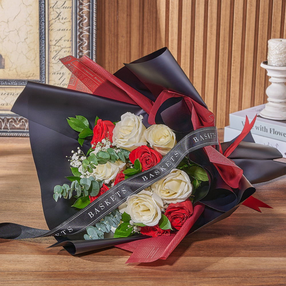 Red &amp; White Rose Bouquet, rose gift, rose, flower gift, flower, bouquet gift, bouquet, Ottawa delivery