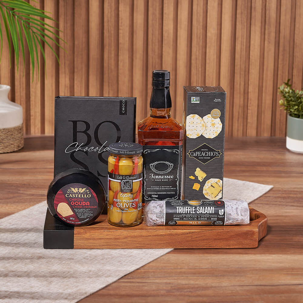 Salami, Cheese &amp; Liquor Board, liquor gift, liquor, charcuterie gift, charcuterie, Ottawa delivery