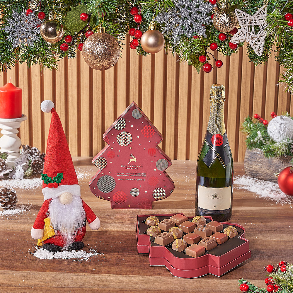 Santa &amp; Gourmet Chocolates with Champagne Gift Set, Christmas gift, Christmas, chocolate gift, chocolate, sparkling wine gift, sparkling wine, Ottawa delivery