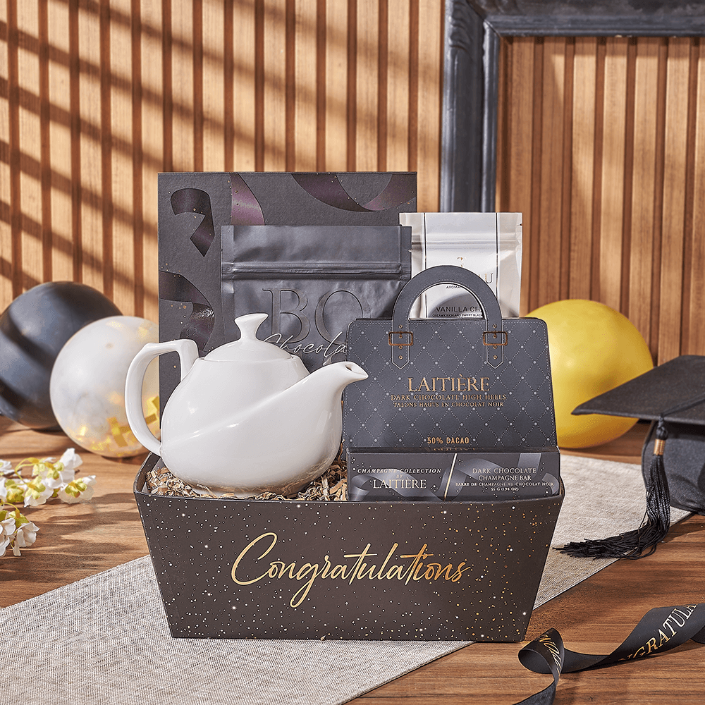 Sophisticated Chocolate and Vanilla Chai Gift Basket – how the gift is presented