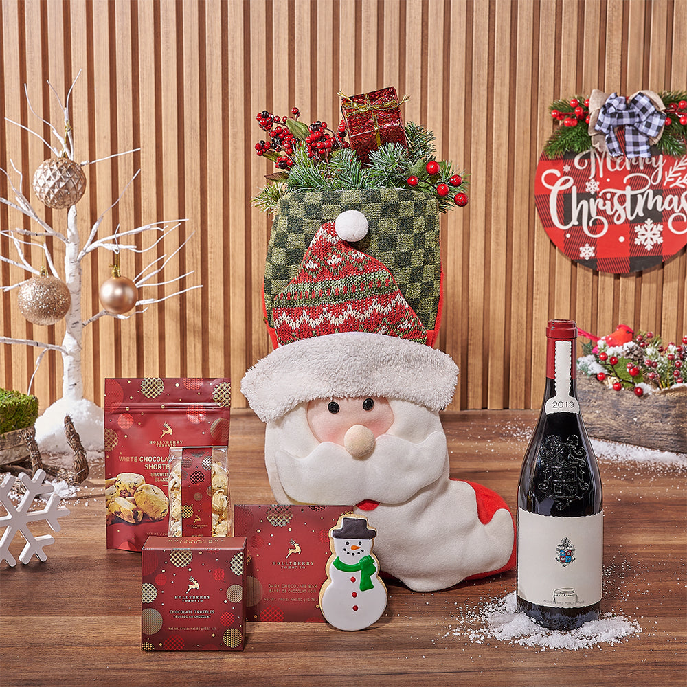 Sweet Stocking &amp; Wine Gift Set, wine gift, wine, chocolate gift, chocolate, Christmas gift, Christmas, Ottawa delivery