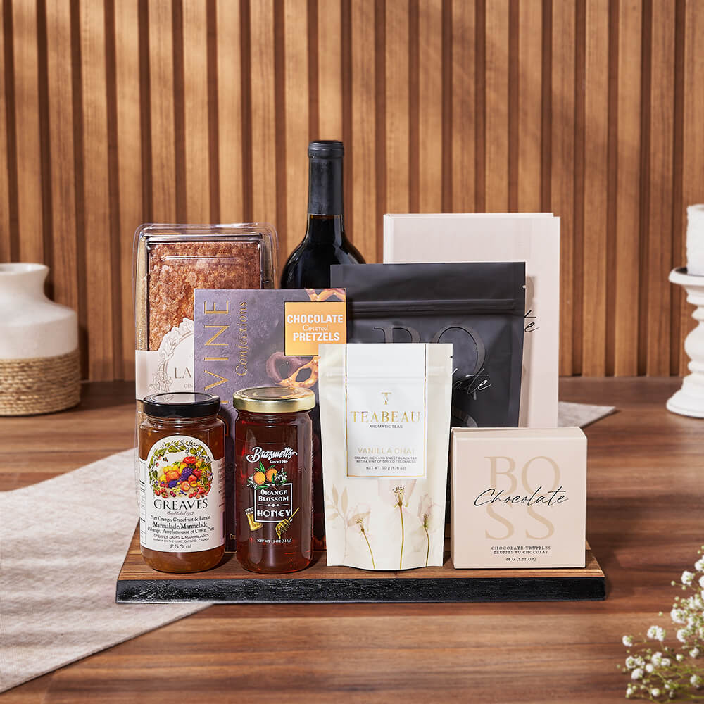 Sweet &amp; Crunchy Wine Gift Set, wine gift, wine, tea gift, tea, Ottawa delivery