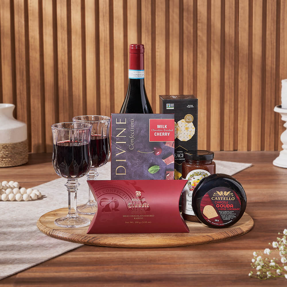 Sweet &amp; Fruity Wine Gift Basket, wine gift, wine, cheese gift, cheese, chocolate gift, chocolate, Ottawa delivery