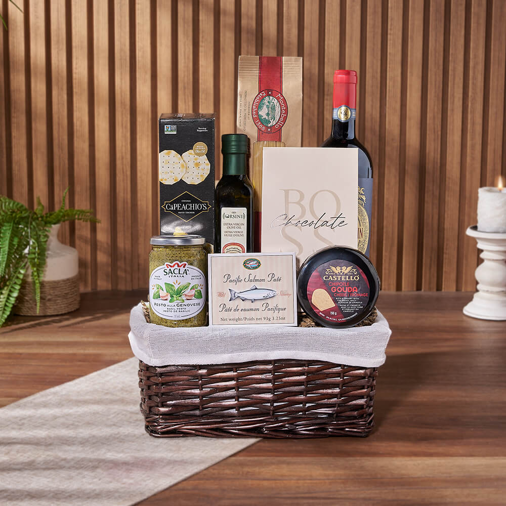 Taste of Indulgence Cheese & Wine Gift Set, wine gift, wine, cheese gift, cheese, seafood gift, seafood, Ottawa delivery