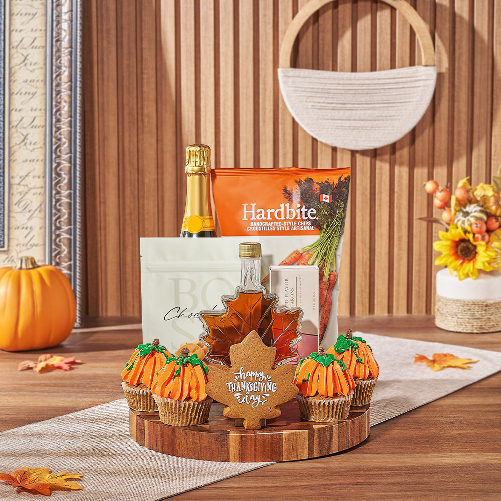 Thanksgiving Bubbly &amp; Snacks Basket, sparkling wine gift, sparkling wine, champagne gift, champagne, cupcake gift, cupcake, Ottawa delivery